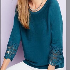 Talbots Crochet Sleeve Sweater
